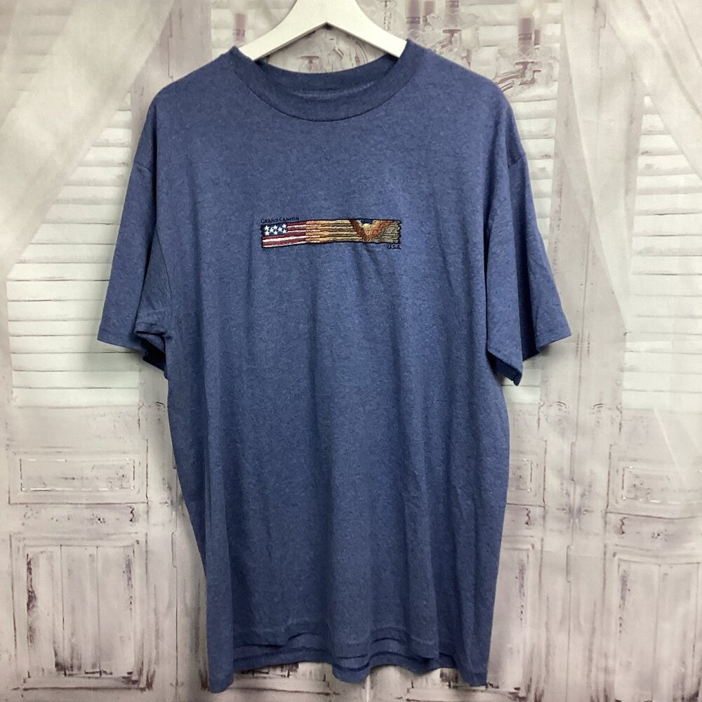 Vintage Grand Canyon Tee Shirt Short Sleeve Blue Embroidered XL
